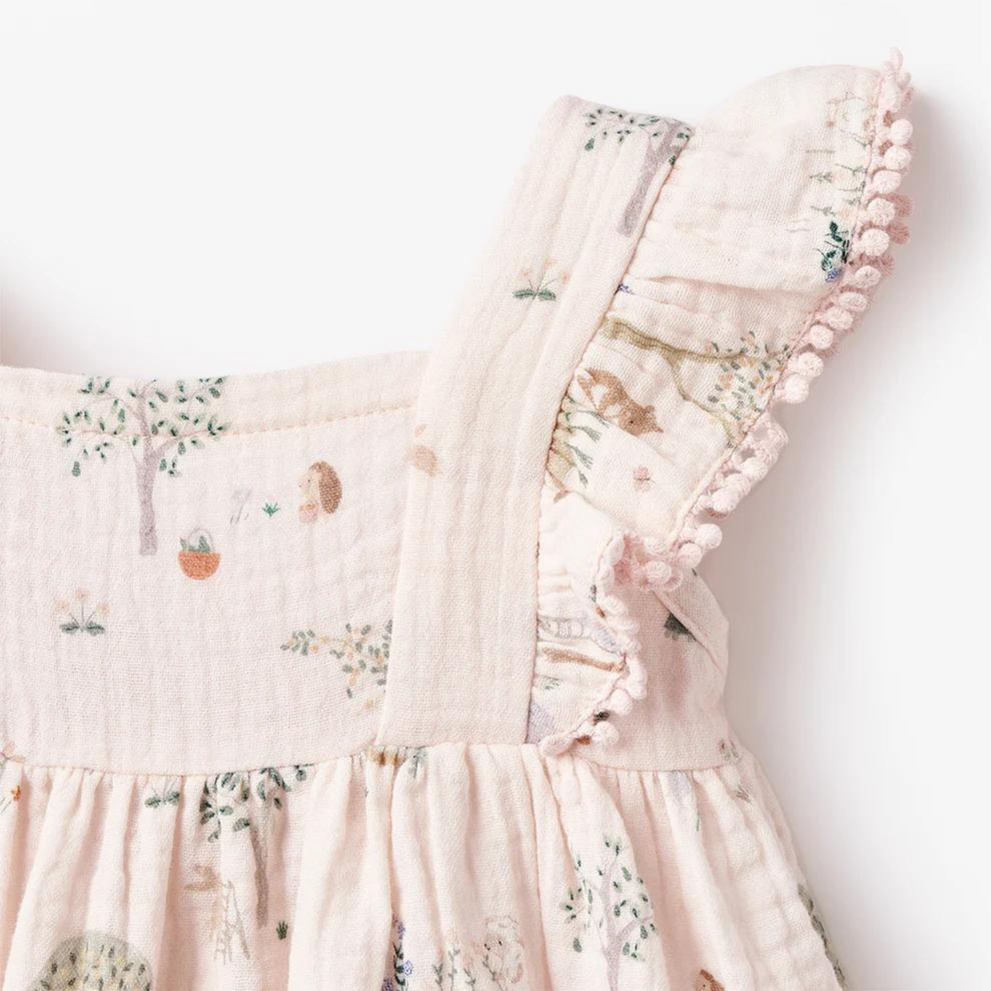 Garden Picnic Lace Edge Organic Muslin Dress W Bloomer