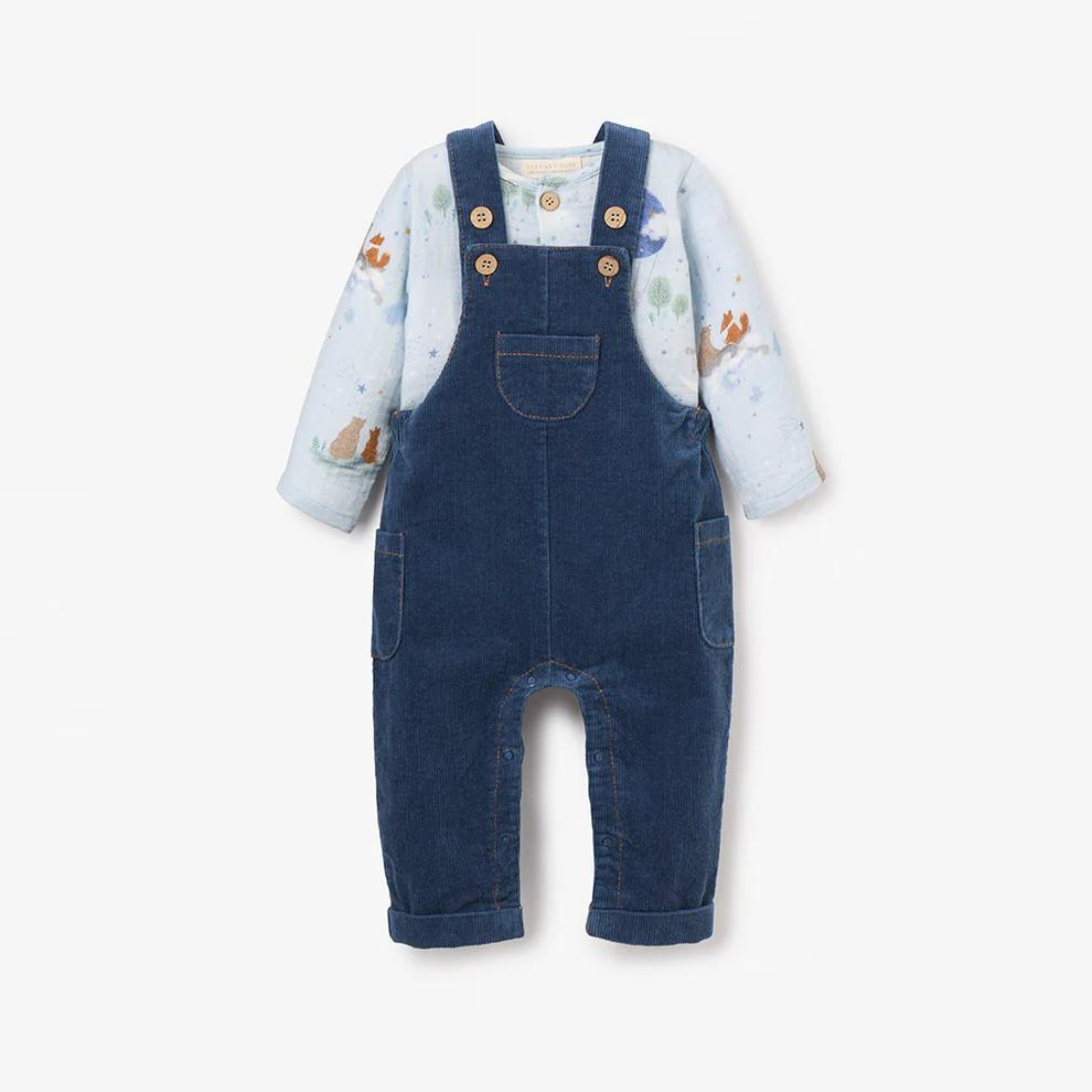 Magical Adventure Muslin Print Top Corduroy Overall – Bisou