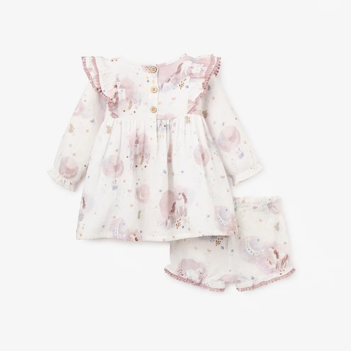 Fairytale Wonderland Organic Muslin Dress Bloomer Set