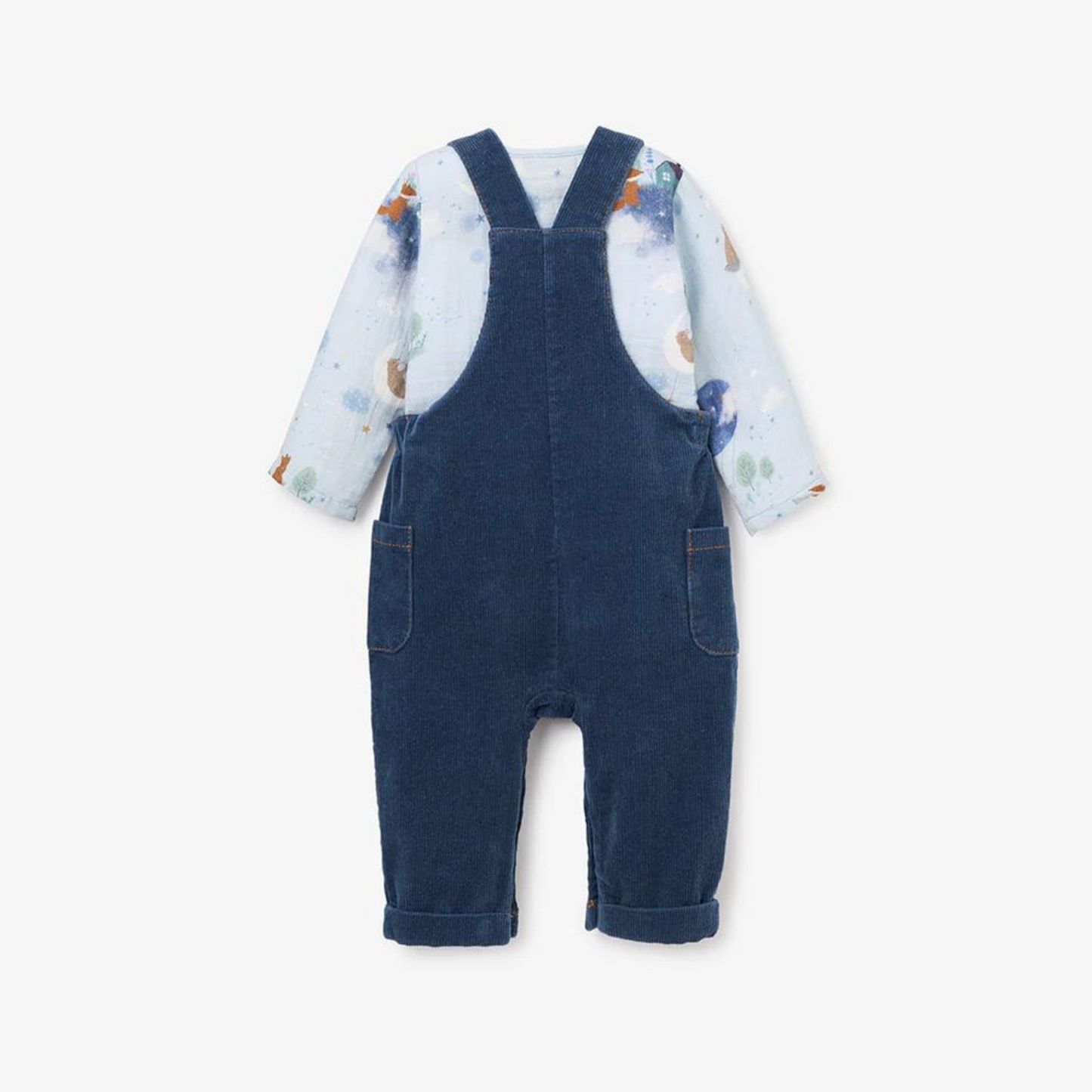Magical Adventure Muslin Print Top Corduroy Overall