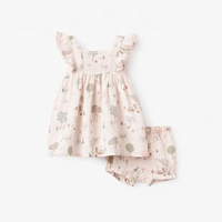 Garden Picnic Lace Edge Organic Muslin Dress W Bloomer