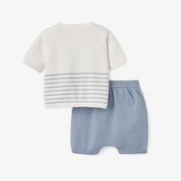 Whale Striped Knit Short Set