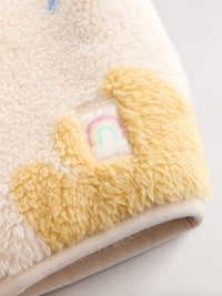 Cream Doodle Print Zip Through Fleece Jacket