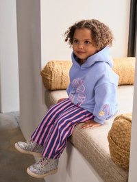 Purple Stripe Flower Hoodie & Barrel Leg Joggers Set