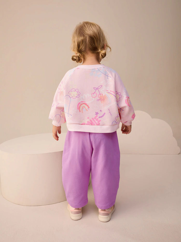 Doodle Sweatshirt and Barrel Leg Joggers Set