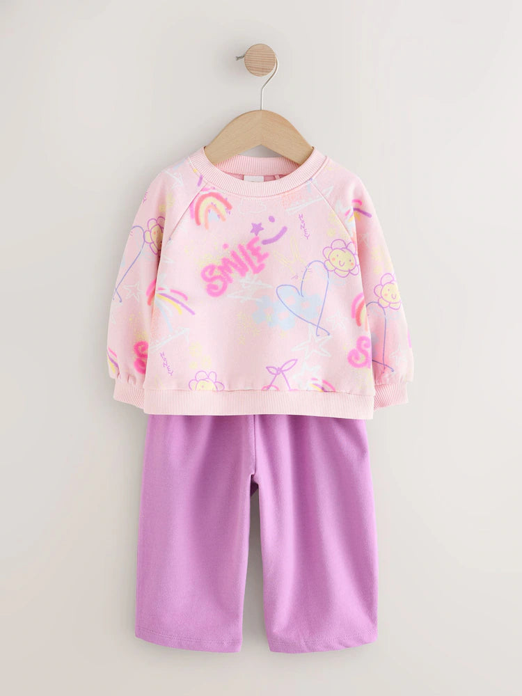 Doodle Sweatshirt and Barrel Leg Joggers Set