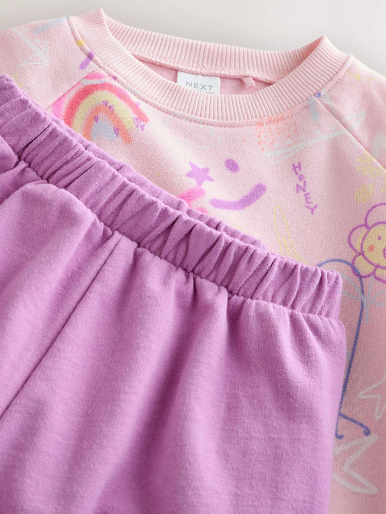 Doodle Sweatshirt and Barrel Leg Joggers Set