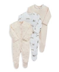 Bunny Floral Sleepsuits (Pack of 3) - Pink
