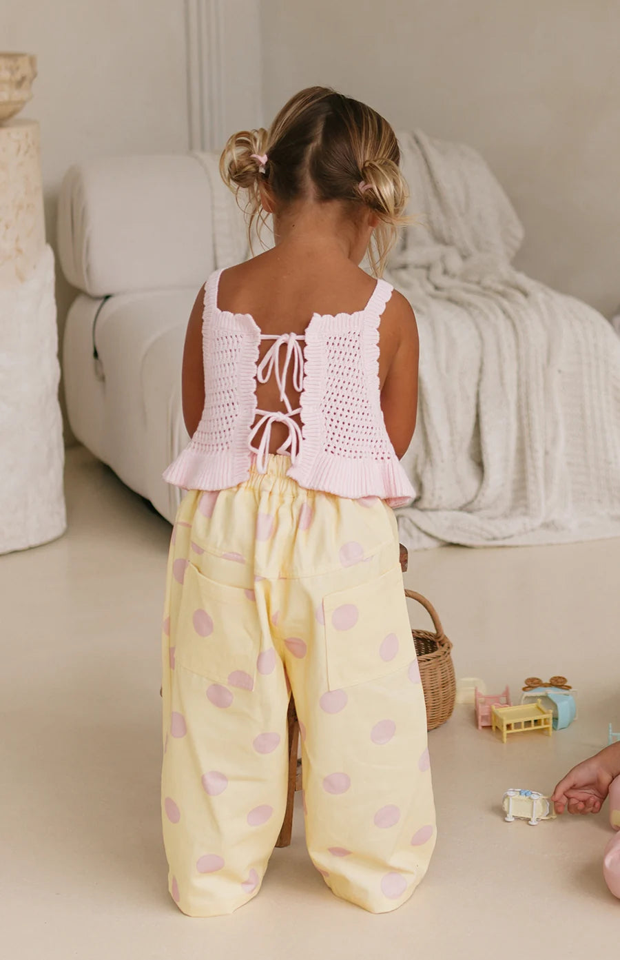 Butter Dot Barrel Jean & Ava Crochet Top